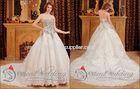 Flower Lace Wedding Ball Gown Sweetheart Neckline Wedding Dresses with Bow On Back