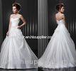 Draped Pleats Sweetheart Backless Wedding Dresses with Court Train for Ladies