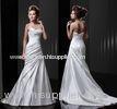 Chic White Draped Beaded Satin Sweetheart Wedding Gowns with Long Train