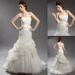 Graceful Mermaid Sweetheart Organza Wedding Dresses with Beaded Crystal Bow