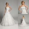 White Puffy Wedding Dresses Beaded Flower Applique Spring A line Ball Gown