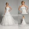 White Puffy Wedding Dresses Beaded Flower Applique Spring A line Ball Gown