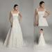 A Line Lace Straps Womens Wedding Dresses Court Train with Flower Applique