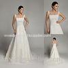 A Line Lace Straps Womens Wedding Dresses Court Train with Flower Applique