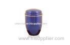 Steel funeral urns for human ashes shining blue color H 24.8cm Dia 16.5cm