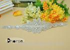 Iron On Bridal Sash Rhinestone Beaded Applique , Wedding Trim Rhinestone Applique