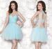 Light Blue Tulle Sweetheart Girls Homecoming Dresses Lace Applique with Bow Pleats