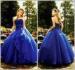Summer / Spring Organza Colorful Quinceanera Dresses with Beaded Sash in Blue