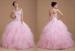 High End Teried Ruffle Pink Princess Quinceanera Dresses with Flower Applique