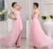 Floor Length High Low Pink Chiffon Womens Prom Dresses with Open Back
