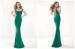 Green Sexy Mermaid Stretch Scoop Ladies Party Dresses Long with Sheer Back