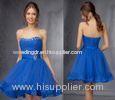 Blue Graceful Sweetheart Girls Homecoming Dresses with Beaded Crystal Sash