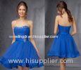 Blue Graceful Sweetheart Girls Homecoming Dresses with Beaded Crystal Sash