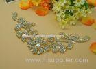 Gold Beaded Neckline Rhinestone Applique For Wedding Sash