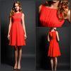 Summer Red A Line Chiffon Knee Length Pleated Skirt Open Back for Girls