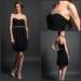 Black Draped Chiffon Sweetheart Neckline Party Dress Pleated Knee Length Skirt