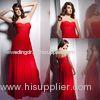 Chiffon Pleated Gown Long Womens Prom Dresses Sweetheart Strapless in Red