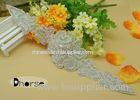 Custom Silver Beaded Rhinestone Bridal Sash Applique For Wedding Dress