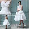 Customized Flower Lace Chiffon Backless Wedding Dresses Tea length Ball Gown