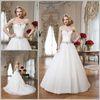 Romantic Tulle Pleated Chapel Train Wedding Dresses with Sweetheart Neckline