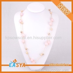 Pink Gold Beaded Long Necklace Jewelry for Women