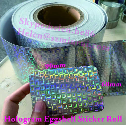 Custom 9x6cm Size Plain Blank Hologram Eggshell Stickers for Graffiti Arts in Rolls& Sheets