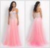 Tulle Backless Sweetheart Womens Prom Dresses with Beaded Flower Applique