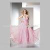 Colored Floor Length Chiffon Bridesmaid Ball Gown with Flower Pleats , Pink / Green