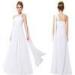 White Summer One Shoulder Chiffon Watteau Train Wedding Dresses for Bridesmaid