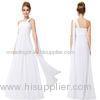 White Summer One Shoulder Chiffon Watteau Train Wedding Dresses for Bridesmaid