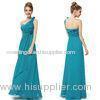 Customized Long Chiffon Bridesmaid Wedding Dresses One Shoulder in Green