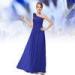 Blue Chic One Shoulder Chiffon Bridesmaid Wedding Dresses with Handmade Flower