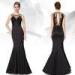 Mermaid Satin Sheer Back Prom Dresses / Full Length Lace Applique Dress