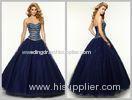 Dark Blue Tulle Beaded Princess Quinceanera Dresses with Sweetheart Neckline