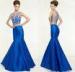Sheer 2 piece Mermaid Satin Mother Of The Bride Gowns with Crystal Bead Sequins