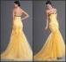 Beautiful Sweep Train Sweetheart Satin Evening Wear Dresses with Lace Flower Applique