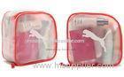 Frosted red zipper transparent plasticcosmetic Bag , travel make up bags