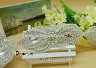 Newest Design Silver Beaded Rhinestone Applique Trim For Wedding Dress