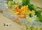 Handmade Silver Beaded Rhinestone Wedding Dress Trim For Bridal Sash