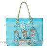 ECO friengdly fashion ladies blue PVC tote bag handbag with cotton rope