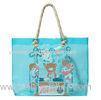 ECO friengdly fashion ladies blue PVC tote bag handbag with cotton rope