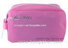 Pink PVC cosmetic / wash / makeup travel pouch with zipper and handle