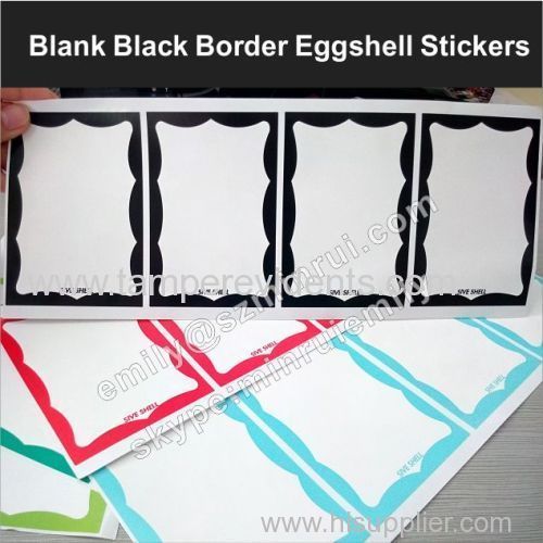 Out door use eggshell stickers with sun-proof ink printed black border blank eggshell stickers