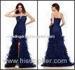 Sweetheart Sheath Organza Bow Prom Dresses , Split Front Maxi Dress Cascading Ruffles