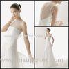 A-line Womens Wedding Dresses Sheer Back High Neck Crew Beads Flowers Pleat Chiffon Sweep Train