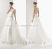 Tulle Wedding Dresses Crew Neck Open Back Ball Womens Wedding Dresses Court Train