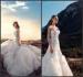 A Line Tulle Chapel Train Sweetheart Wedding Gowns with Flower Lace Applique