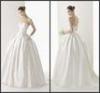 Satin Strapless Sweep Train Wedding dresses Open Back Full Skirt Wedding Dress