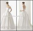 Satin Strapless Sweep Train Wedding dresses Open Back Full Skirt Wedding Dress