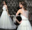 Crew Neck Wedding Dresses Court Train